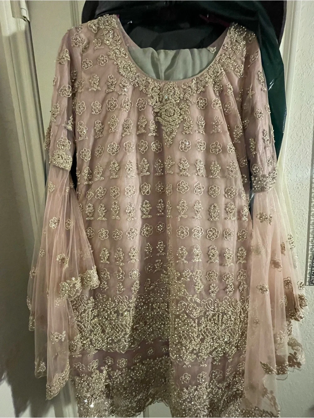 Ethnic Indian Wear Pink and Gold Embellished Girls Formal Dress
